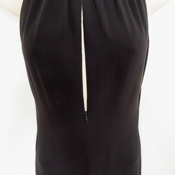 Tahari Womens 2 Zipper Keyhole Front Solid Black Sleeveless Sheath Dress Gown - Picture 4 of 10